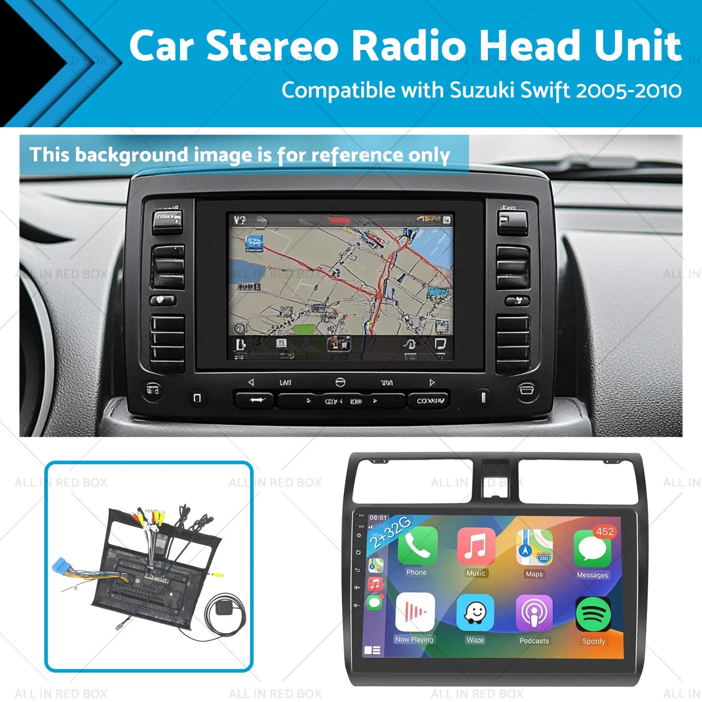 32G Android Carplay Stereo GPS Head Unit for Suzuki Swift (2013-2023)