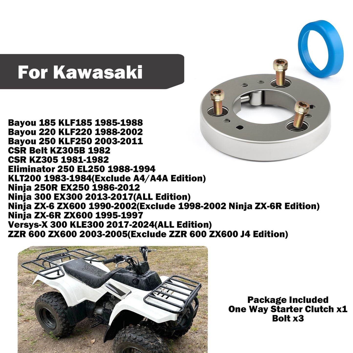 Starter Clutch One Way Bearing for Kawasaki Bayou 185 220 250 (1986–2004)