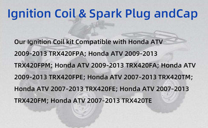 Ignition Coil & Spark Plug Set for Honda ATV Rancher 420 (2007–2013)