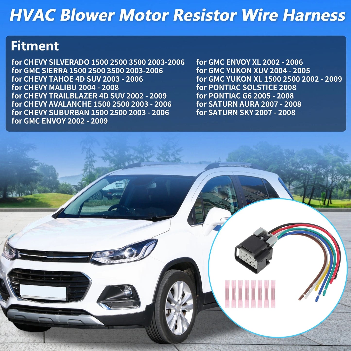 HVAC Blower Motor Resistor Wire Harness for Chevy GMC (No.PT1739/88987856)