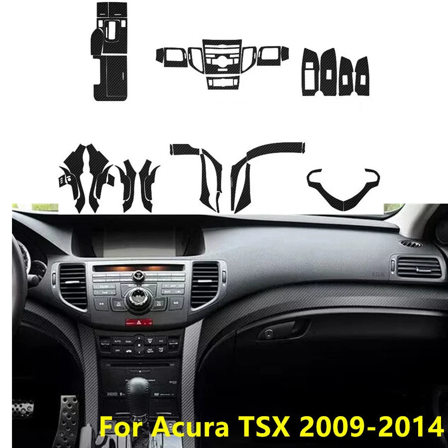 Carbon Fiber Pattern Car Interior Cover Decal for Acura TSX (2009–2014)