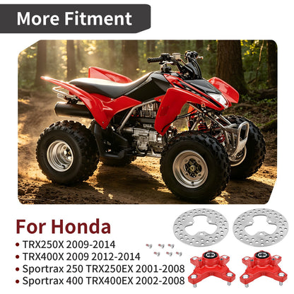 Set of 2 Red Wheel Hubs with Brake Discs for Honda TRX250X (2009–2014)
