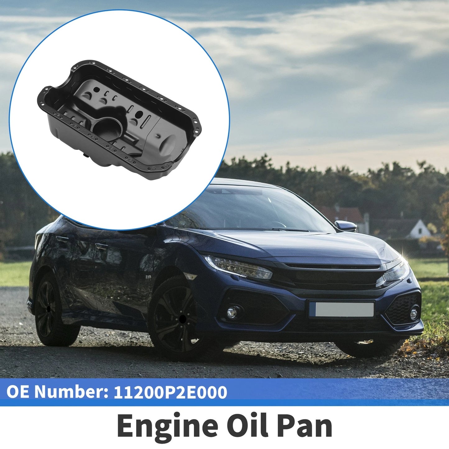 1 Pc Engine Oil Pan No.11200P2E000 for Honda Civic (1996–2000) Iron Black