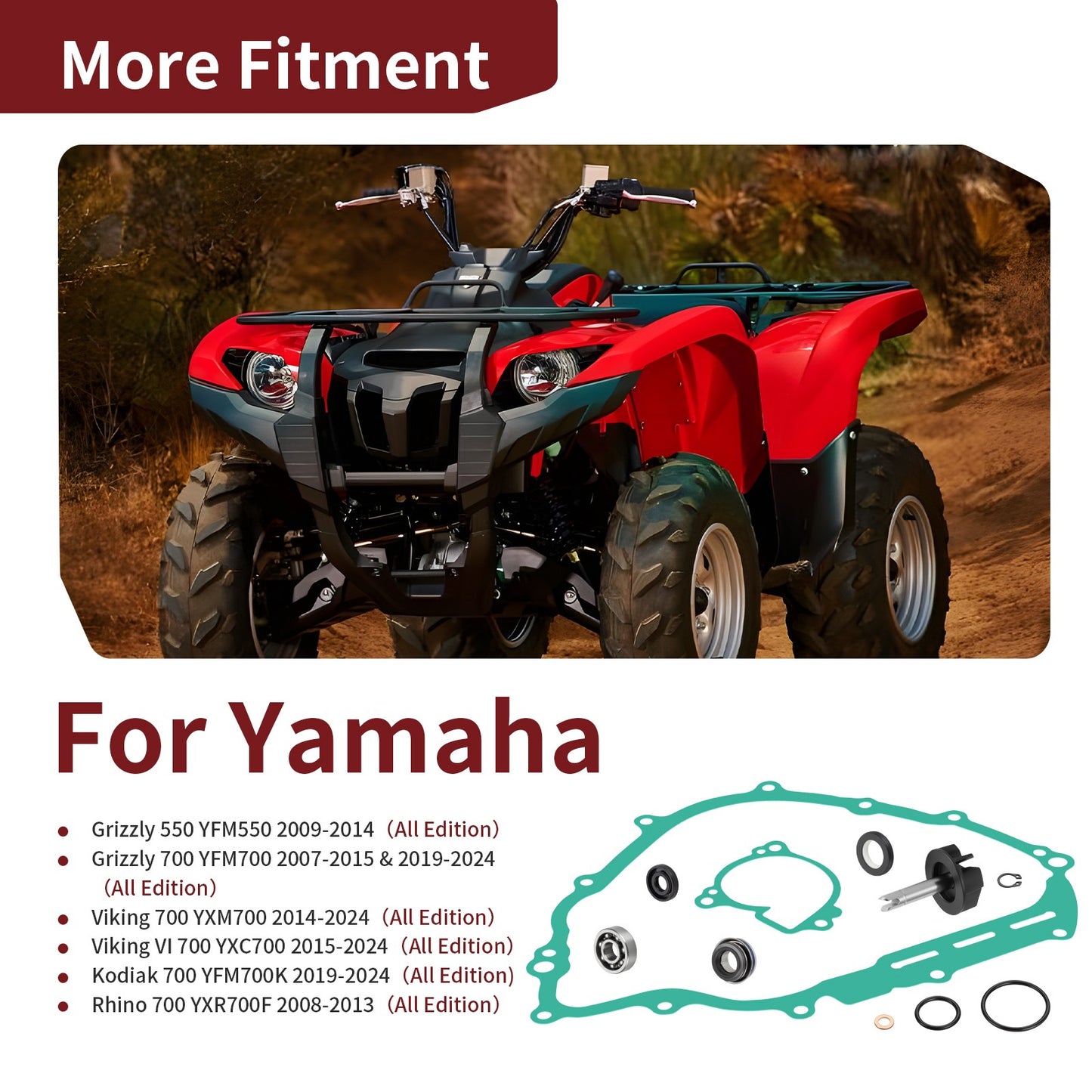 Water Pump Impeller Shaft Kit for Yamaha Viking VI 700 (2015–2020)
