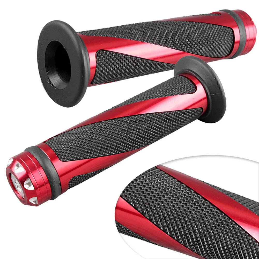 7/8" Gel Rubber Hand Grips for Motorcycle Handle Bars Black & Red