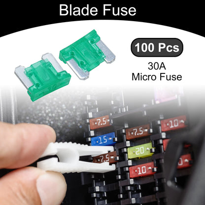 Set of 100 Micro 30A Blade Fuses for Car Boat Truck RV Motorcycle