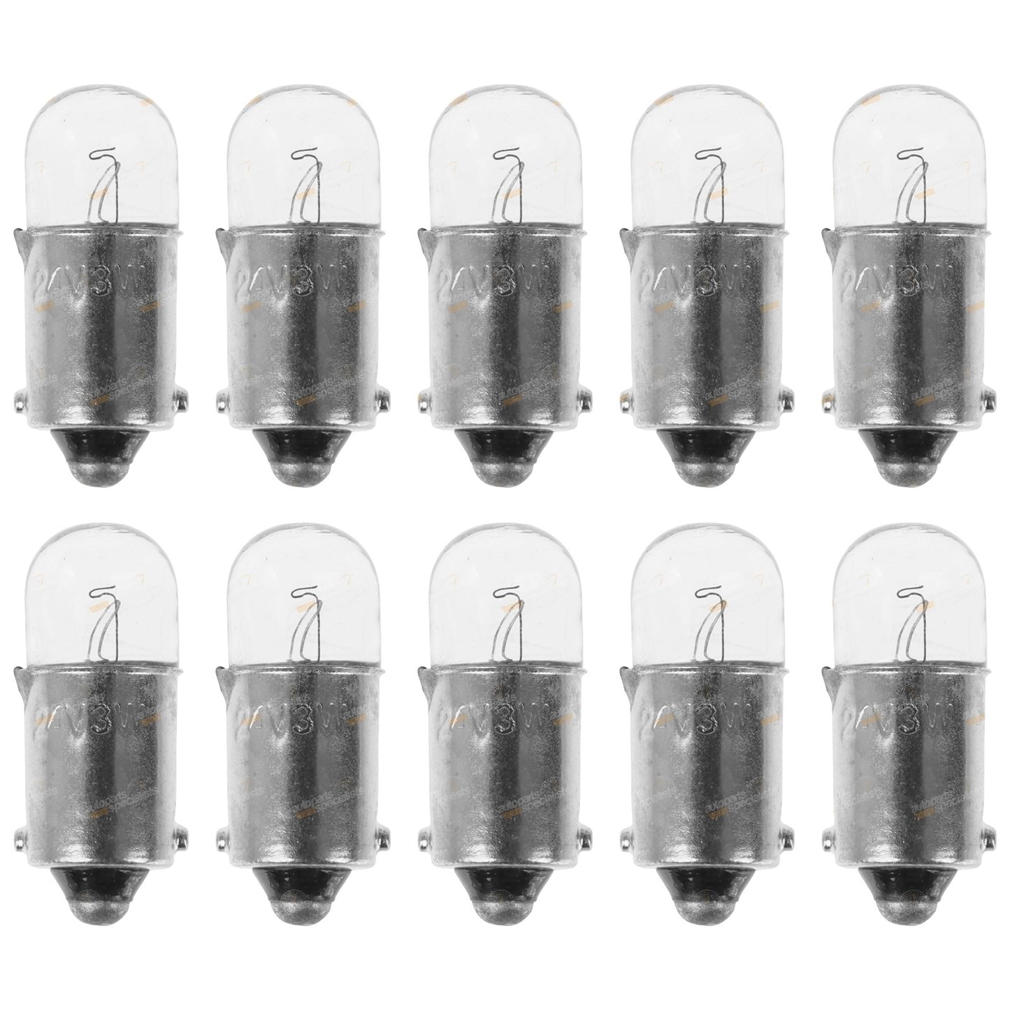 Set of 10 Auto Light Globe Bulbs BA9s for 24V Vehicles