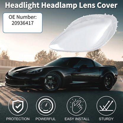Car Front Left Headlight Lens Cover for Chevy Corvette C6 (2005-2013) Clear