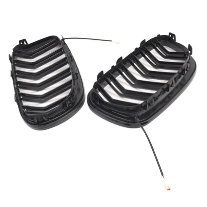 Glossy Black Front Kidney Grille with Light Strip for BMW 5-Series (2010-2016)