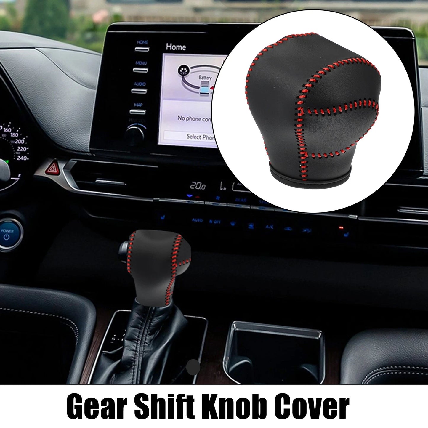 Gear Shift Knob Cover Trim for Toyota Sienna (2021–2022) w/ Red Stitches