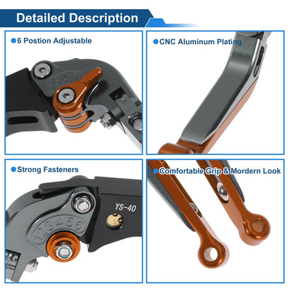 Adjustable Brake Clutch Levers for Honda CBR600RR (2003–2019) - Titanium Orange