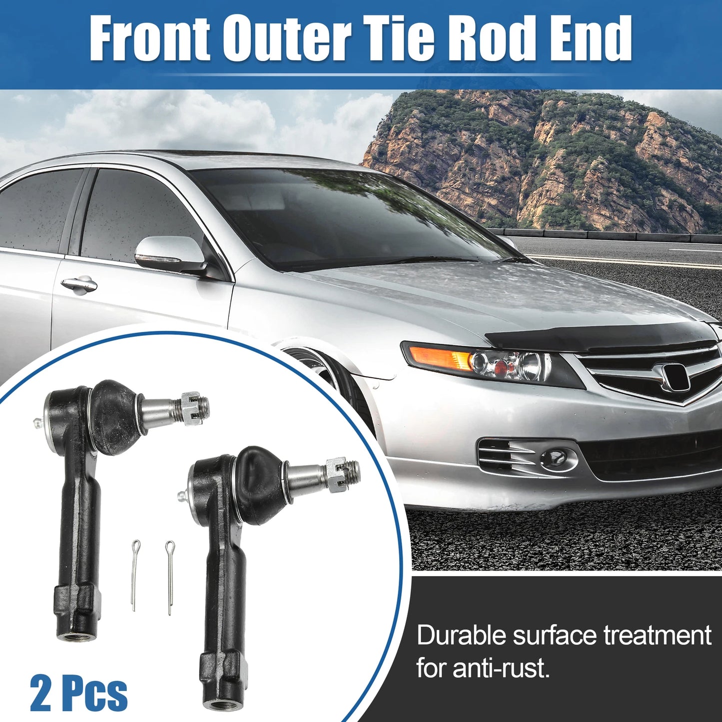 2X Front Outer Tie Rod End Links ES3461 for Ford Explorer (1998–2003)