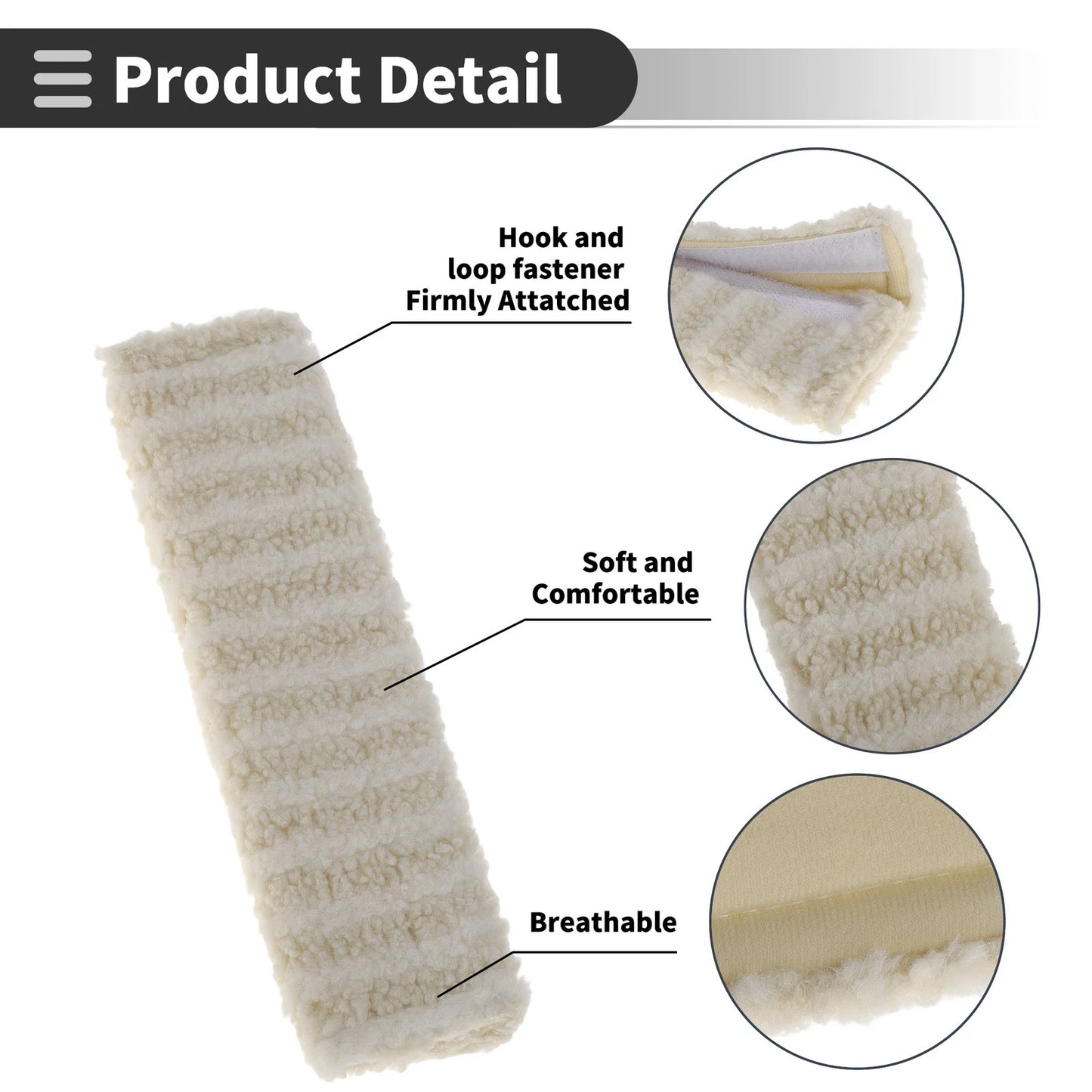 Set of 2 Beige Seat Belt Cover Pads for Universal Fit (26cm)