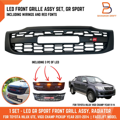GR Sport LED Front Grille Assembly for Toyota Hilux Ute Vigo Champ (2011-2014)