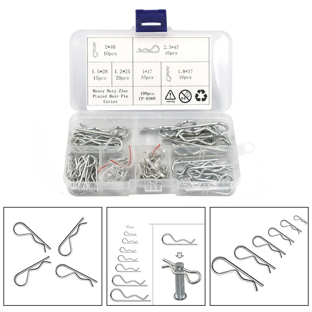 Hitch Pin Clip / 100 PCS / Carbon Steel Zinc Plated for Car Mechanic
