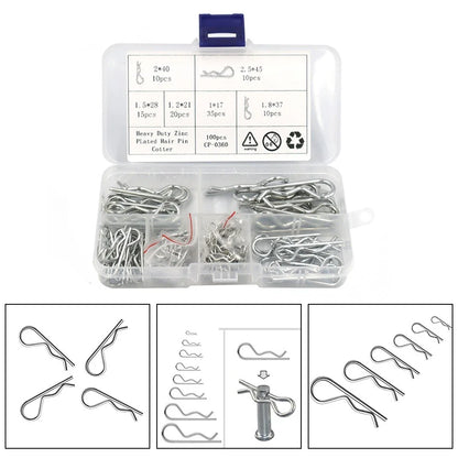 Hitch Pin Clip / 100 PCS / Carbon Steel Zinc Plated for Car Mechanic