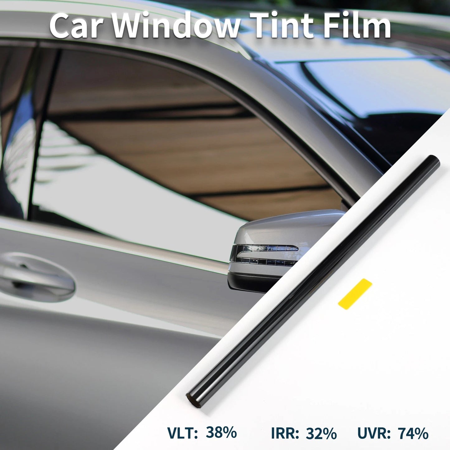 Car Window Tint Film 25ft x 30in Light Black VLT 38% IRR 32% UVR
