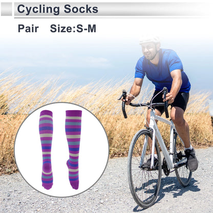 Cycling Socks Anti-friction Size S-M High-cut Purple Beige