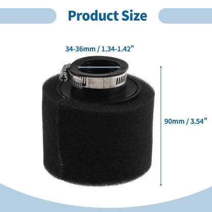 Set of 1 Motorcycle Air Filter Universal 34-36 mm Rubber Foam Black