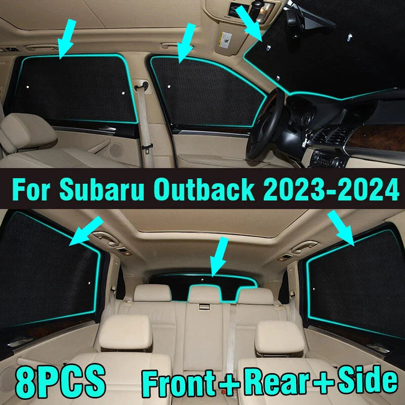 8x Front Side Rear Window Privacy Sunshade for Subaru Outback (2023–2024)