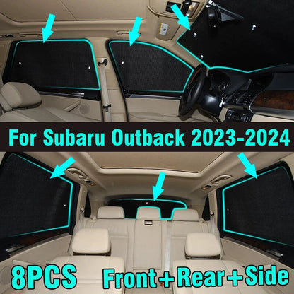 8x Front Side Rear Window Privacy Sunshade for Subaru Outback (2023–2024)