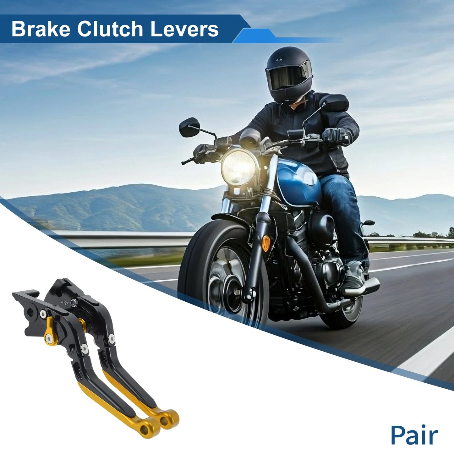 Brake Clutch Levers for Kawasaki Z250SL (2016–2017) Black Gold Tone End 1 Pair