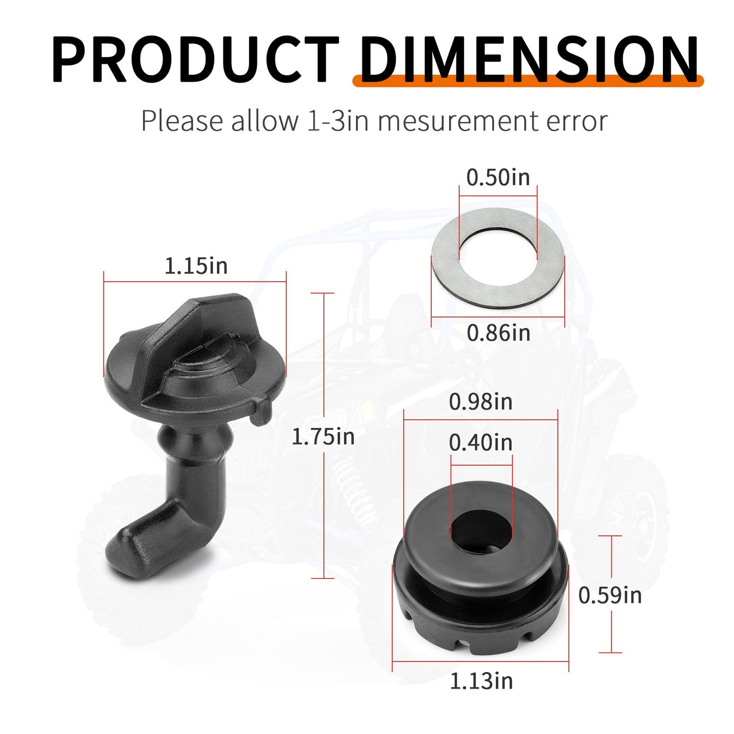 2X Hood Latch Toggles Grommets Washer Kit for Polaris RZR S 800 (2011–2019)