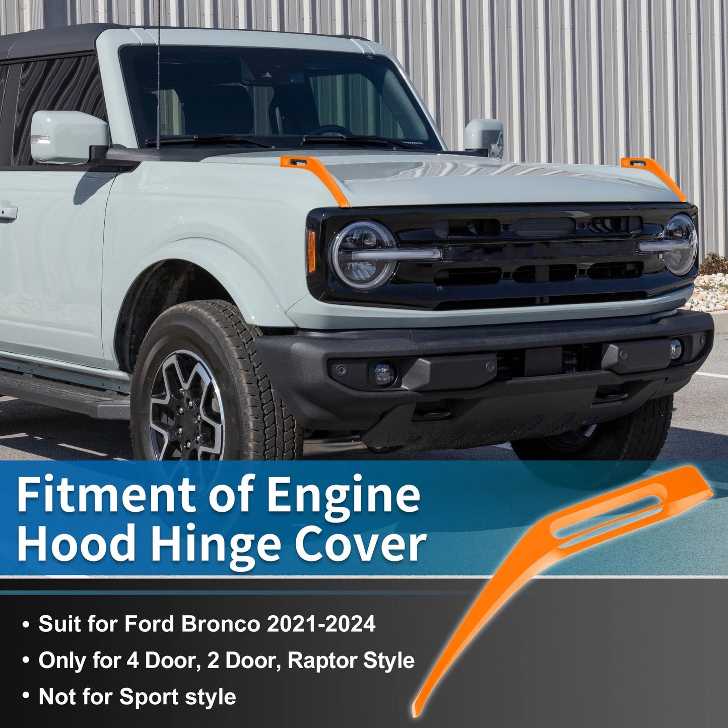 Hood Hinge Cover for Ford Bronco (2021–2024) - Trail Sight Trim Orange