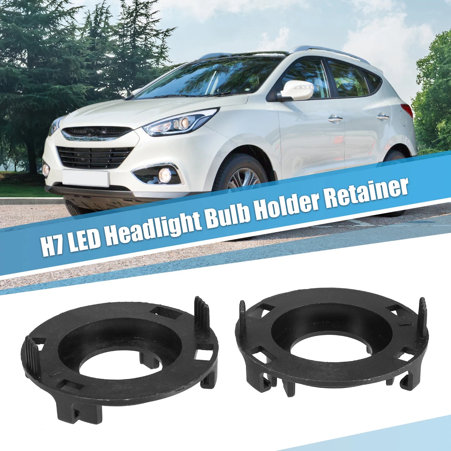 2X H7 LED Headlight Bulb Retainers for Hyundai Mistra (2017)