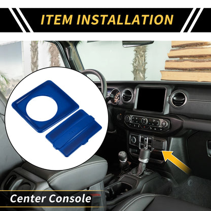 Cigarette Lighter USB Socket Panel Cover Trim for Jeep Wrangler JL (2018–2024) Blue