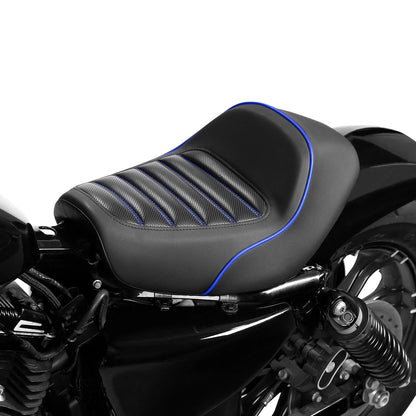 Black Blue Front Solo Driver Seat for Harley Sportster XL883 1200 (2010-2022)