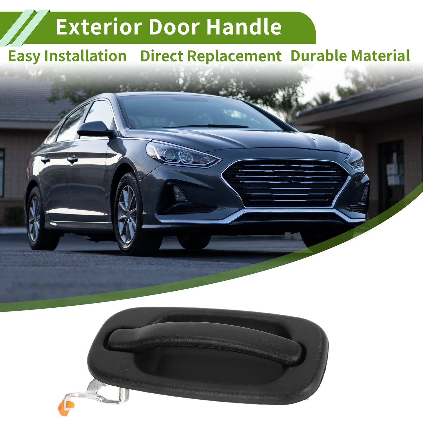 Exterior Door Handle for Chevrolet Silverado, GMC (Black, Rear Left)