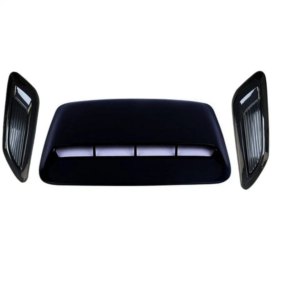 3 x Universal Car Air Flow Intake Hood Scoop Vent Cover Glossy Black