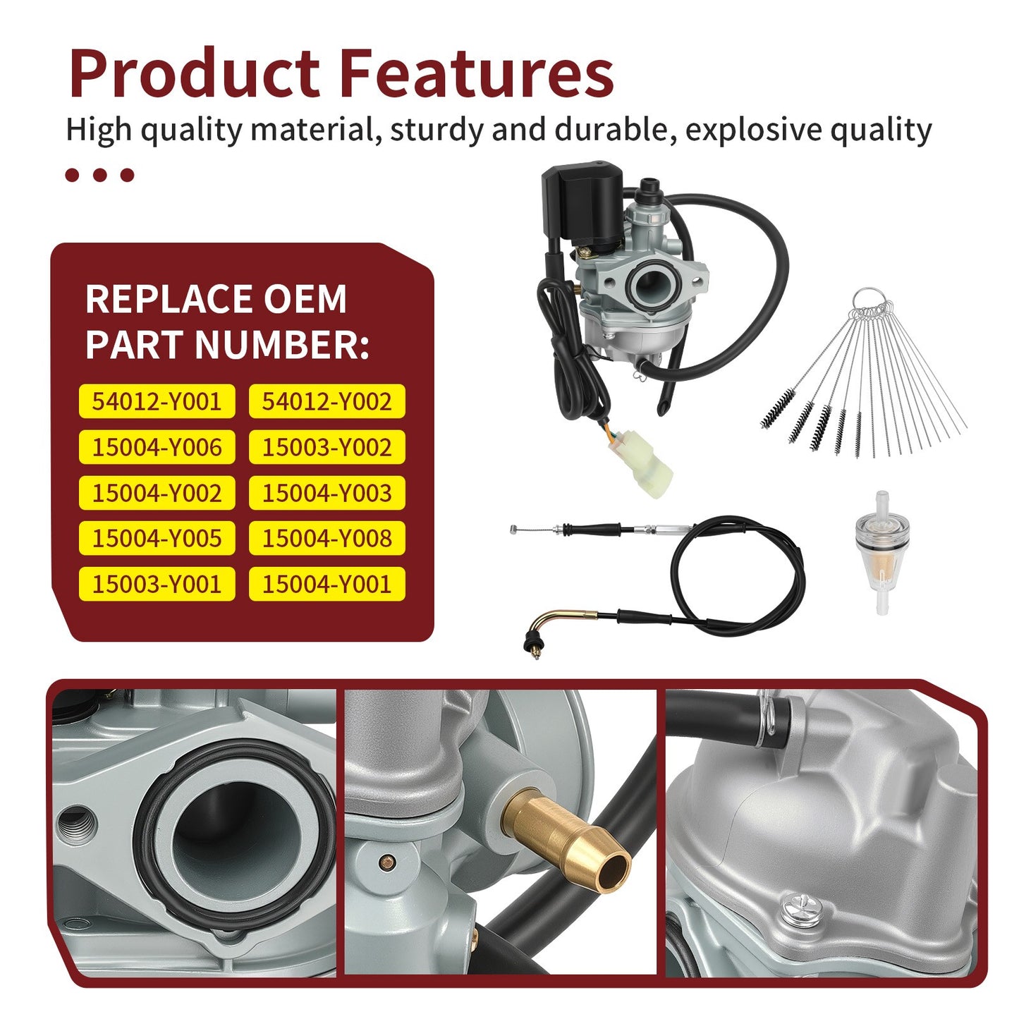 Carburetor & Throttle Cable for Kawasaki KFX 50 (2007–2024)