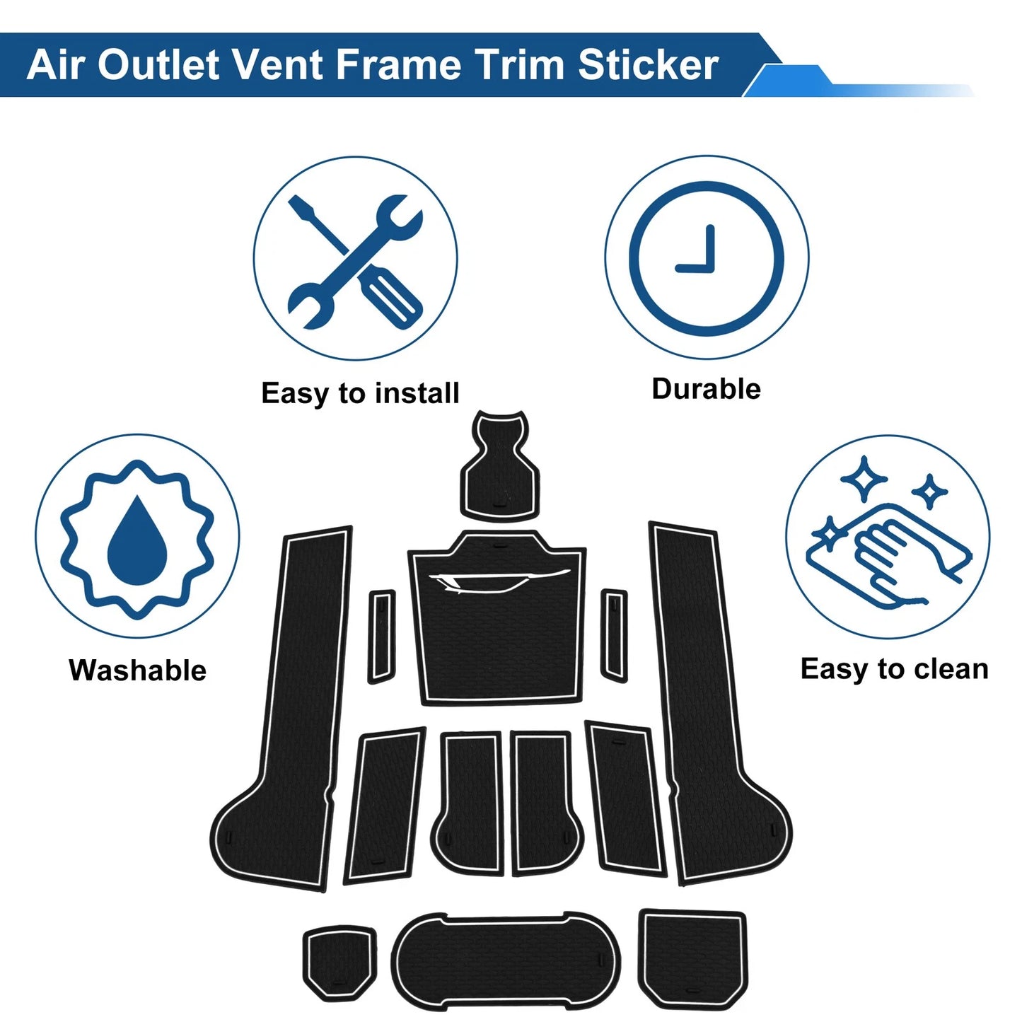 Set of 13 Non-Slip Mats for VW TROC (2018–2024) PVC White