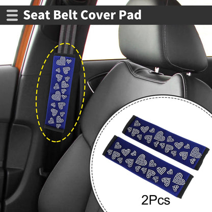 Set of 2 Blue Seat Belt Cover Pads for Universal Fit (23cm)