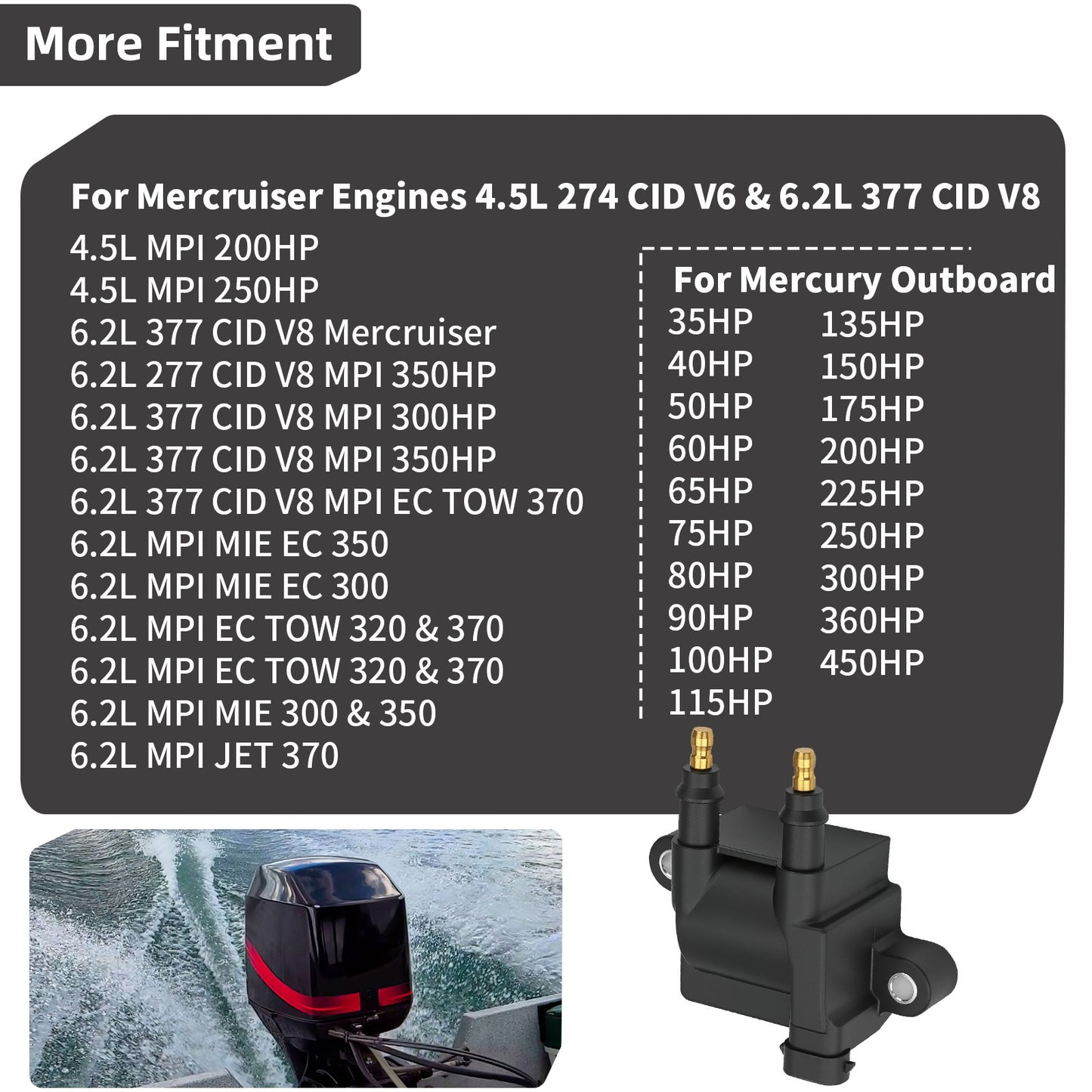 Ignition Coil for Mercury Outboard 35-75HP (Various Years)