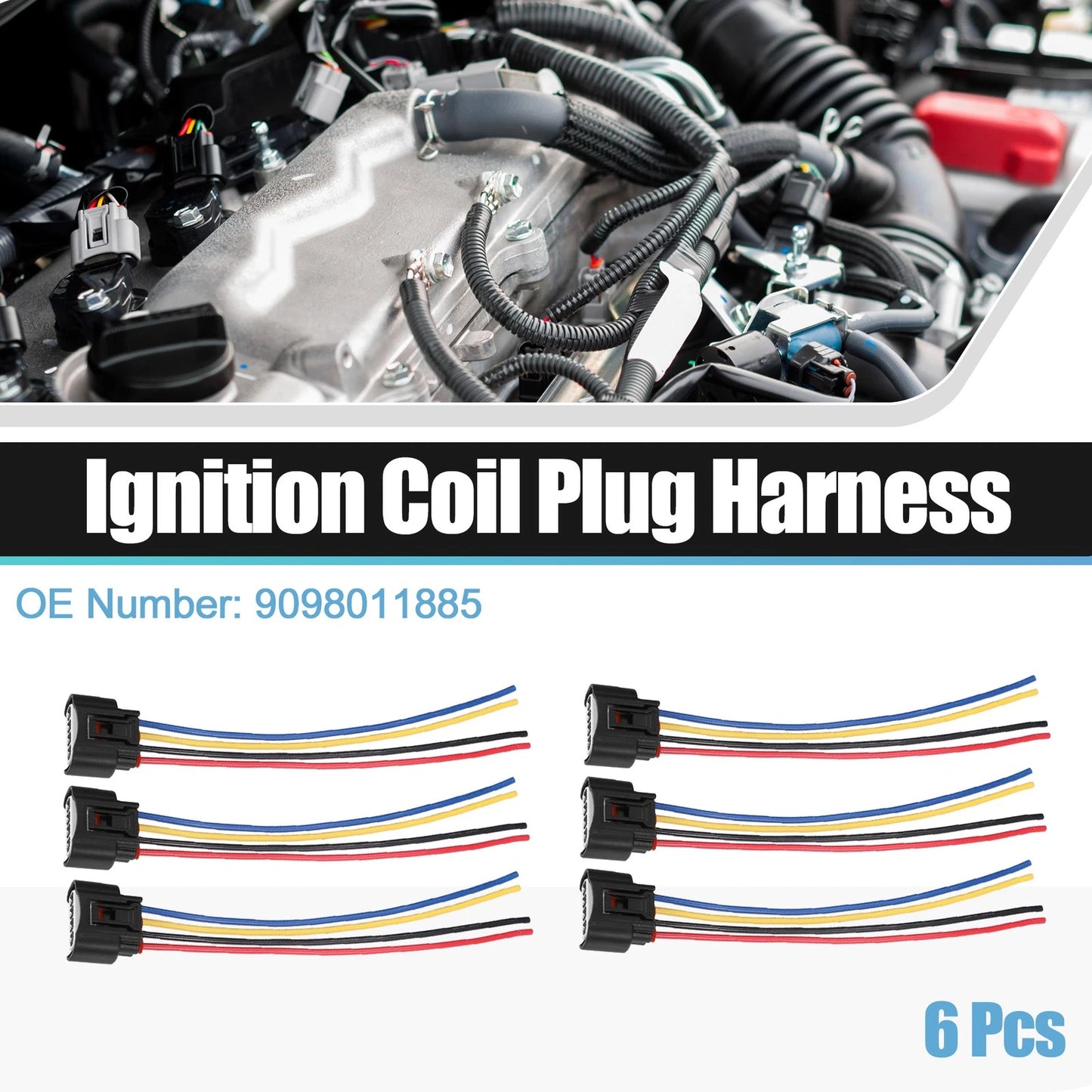 6X Ignition Coil Connector for Scion TC L4 2.4L (2005–2010) No. 9098011885