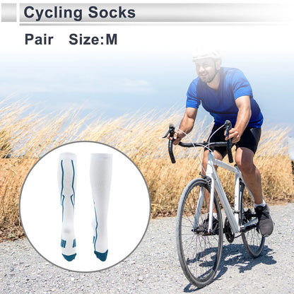 Cycling Socks Shock Absorption Size M High-cut White Blue