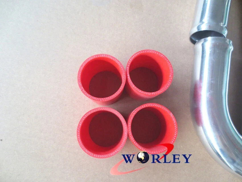 3" Aluminum Universal Intercooler Turbo Piping & RED Hose Kits for Cars