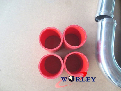 3" Aluminum Universal Intercooler Turbo Piping & RED Hose Kits for Cars