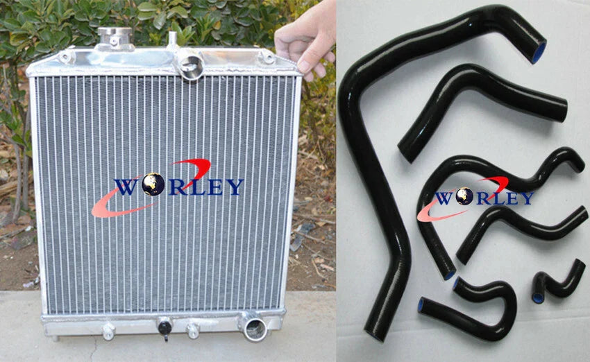 Aluminum Radiator + Black Hose for Honda Civic EG EK B16 B18 CRX Del Sol (1992-2001)