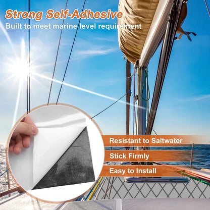 Self-Adhesive Boat Flooring Strip 96" L x 16" W Light Gray with Black Line