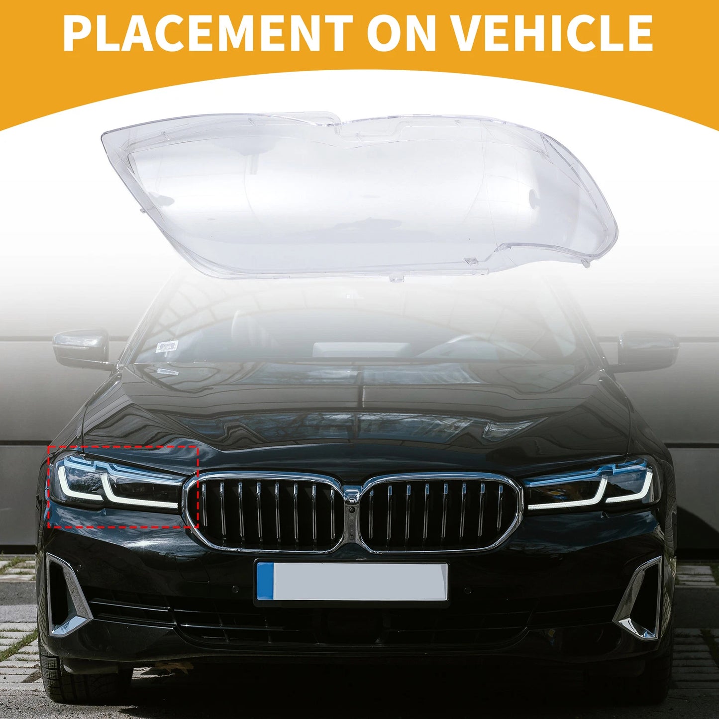 1 Pc Headlight Lens Cover for BMW X5 (2004–2006) No. 63117166818 Clear