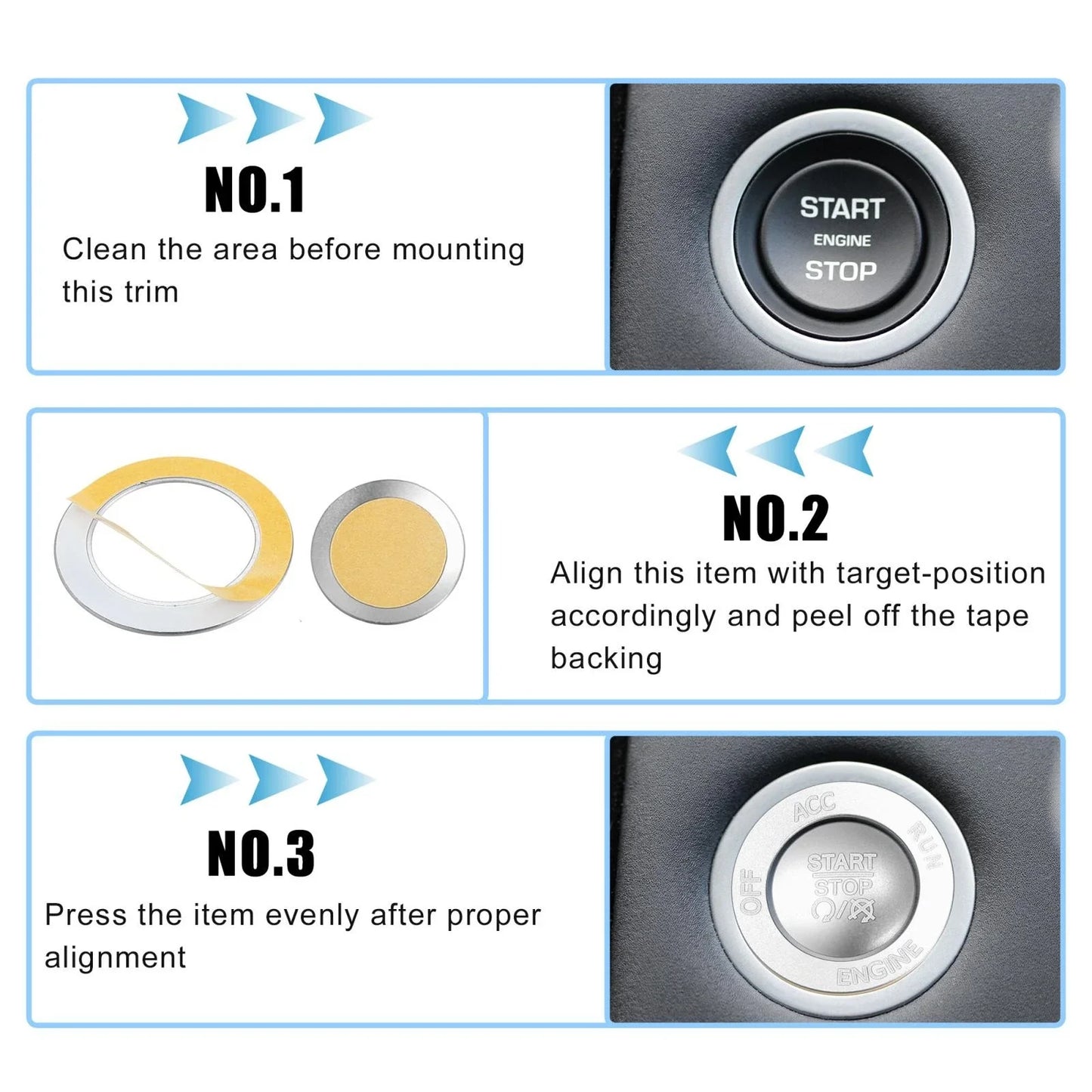 Engine Start Stop Button Cover Kit for Dodge Charger Challenger (2015-2023)