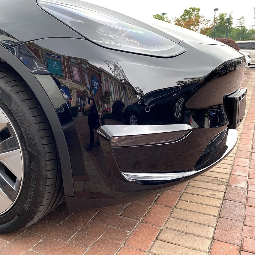 Black Front Bumper Side Canards Covers Trims for Tesla Model Y (2020–2024)