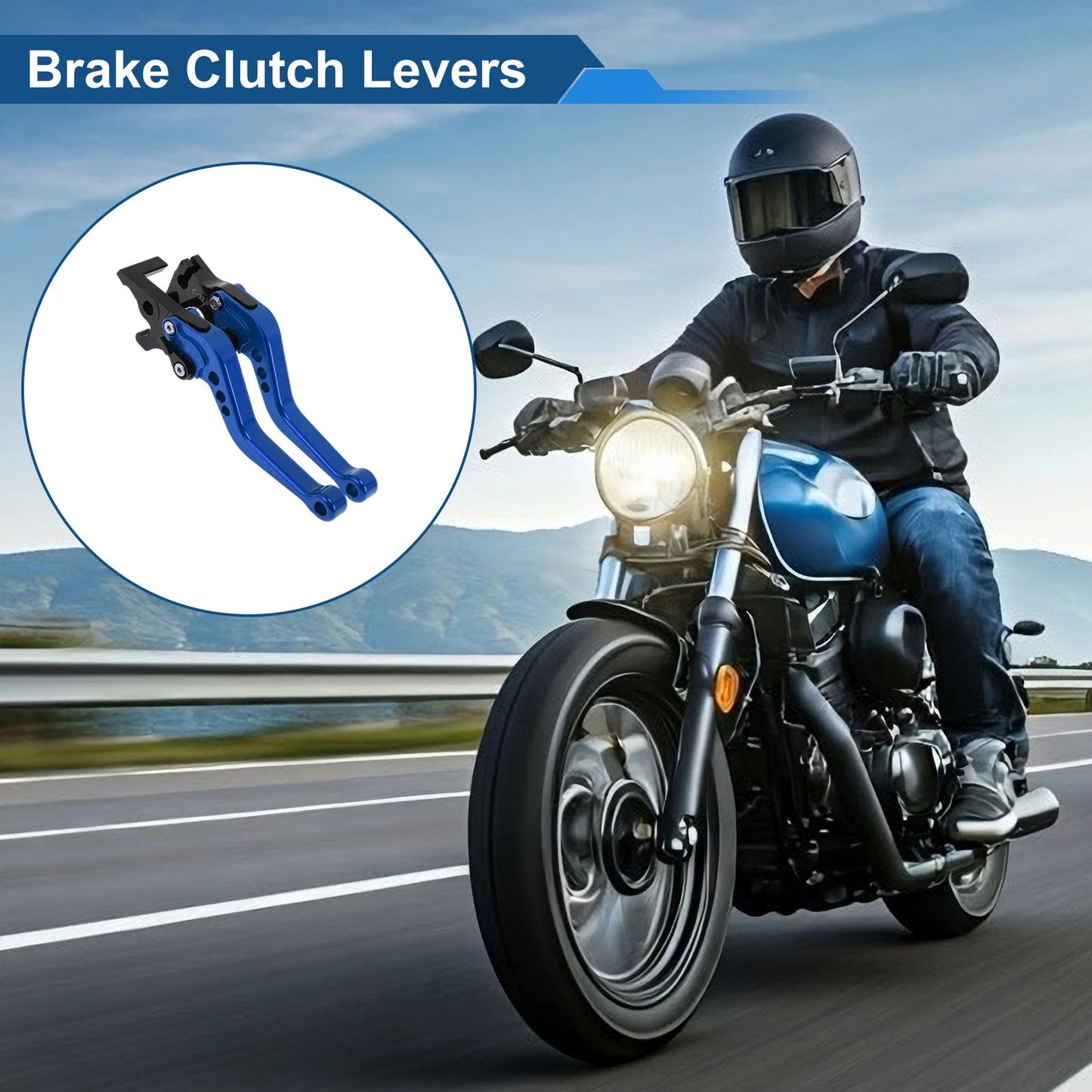 Short Brake Clutch Levers for Yamaha YZF-R25 (2014–2015) - Blue, 1 Pair