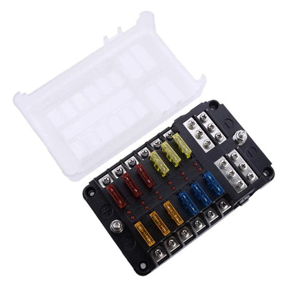 12-Way ATO ATC Fuse Box Holder Kit for Car Boat (Compatible with Various Models)