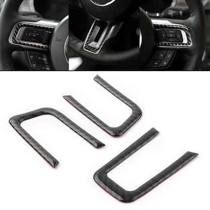 Carbon Fiber Steering Wheel Button Frame Cover for Ford Mustang (2015–2019)