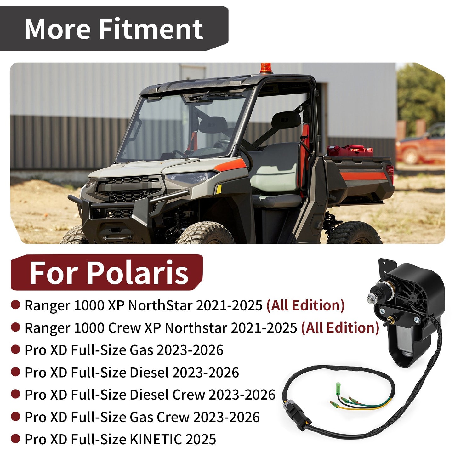Windshield Wiper Motor for Polaris Ranger XP 1000 Crew (2021–2025)